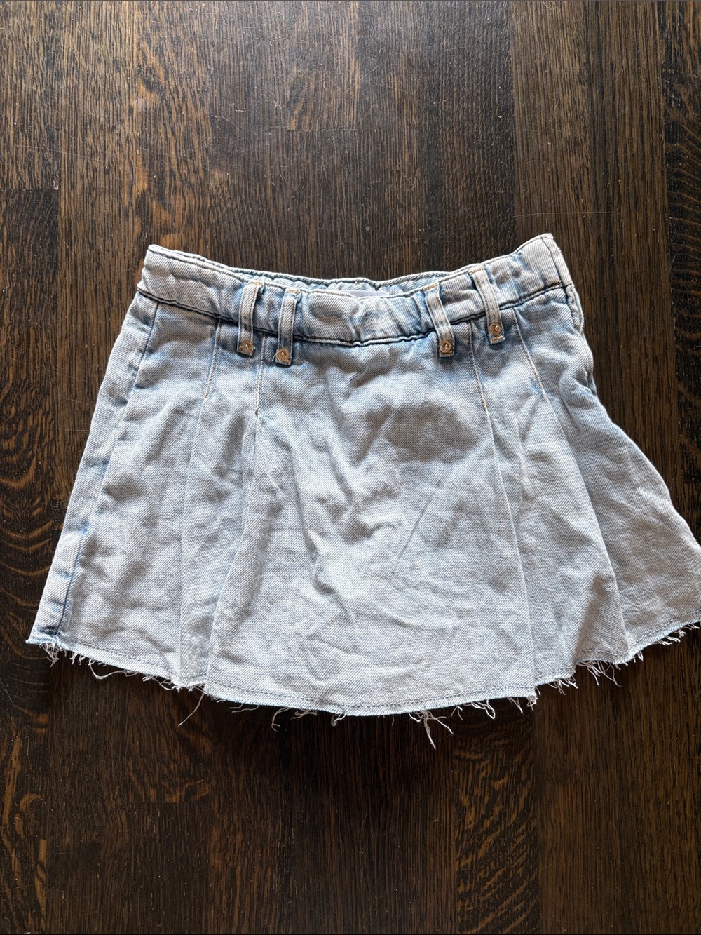 Zara Light Blue Denim Skort with Raw Hem